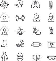 Fototapeta premium Prevention of COVID-19 Coronavirus thin line icon