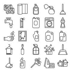 cleansing and desinfecting set icons