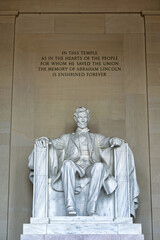 Sculpture of Abraham Lincoln in the Lincoln Memorial, Washington, D.C.