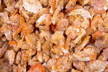 Small dried shrimp for cooking at market