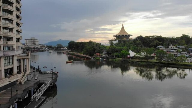 scenic aerial view of Dewan Undangan Negeri Sarawak