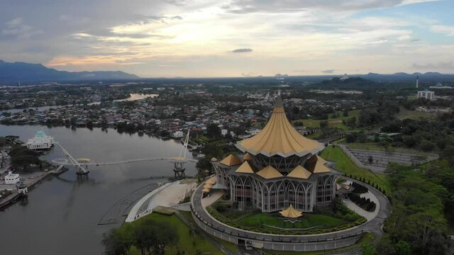 scenic aerial view of Dewan Undangan Negeri Sarawak