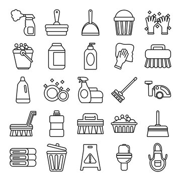 cleansing and desinfecting set icons