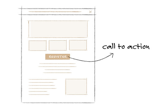 call to action sketch hand drawing concept illustration in web design button optimization