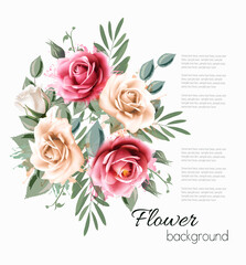 Holiday nature vintage background with colorful flowers. Vector.