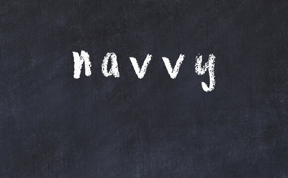 College chalk desk with the word navvy written on in