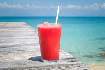 tropical watermelon juice on the beach