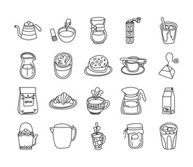 bundle of coffee and tea line style icon