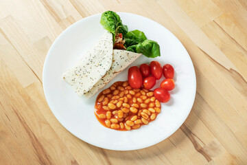 wrap with beans and cherry tomatoes