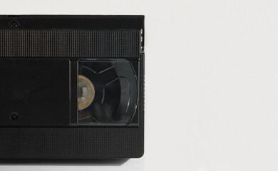 Obraz premium vhs video cassette on a pure white background. old film cassettes with video films. the age of video recorders