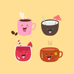 hot and cold drink set juice coffee coconut tea