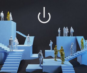 Many people's lives lead to the end of working age.3d rendering ,illustration