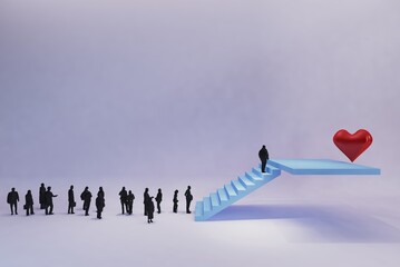 People meet up the stairs to reach their needs.3d rendering, illustration