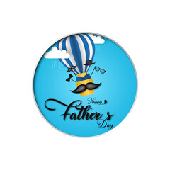 Fototapeta na wymiar Happy Father's Day greeting card of white 3d paper cut style.