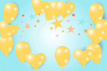 celebration card or background, yellow celebration balloons  vector image