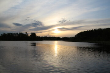 Naklejka premium Spring Sunset, Elk Island National Park, Alberta