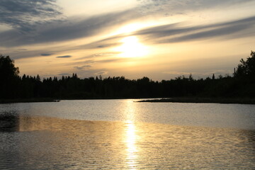 Obraz premium Golden Rays Of Sunset, Elk Island National Park, Alberta