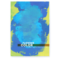 Textured hand drawn canvas. Green and blue colors. Abstract banner in impressionism style. Vector illustration. Background for your events.