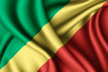 waving silk flag of Congo