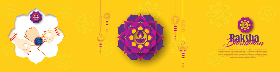 illustration of greeting card for Indian festival of brother and sister bonding celebration.