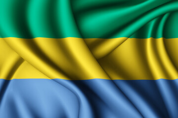 waving silk flag of Gabon
