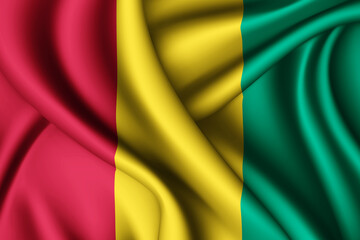 waving silk flag of Guinea