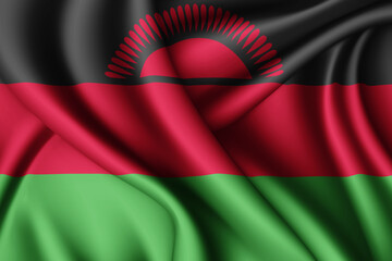 waving silk flag of Malawi