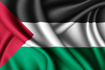waving silk flag of Palestine