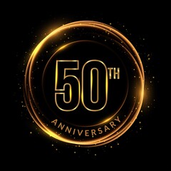 50 Years gold with glowing circle anniversary logo themes