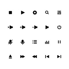 Vector set of media player icon symbol.