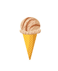 Coffee ice cream cone. Design template for AD, promo, menu, flyer. Vector illustration cartoon icon isolated on white background.