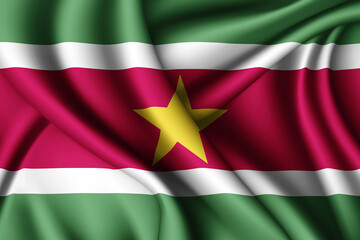 waving silk flag of Suriname