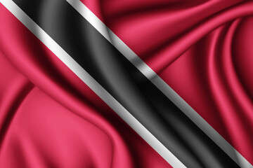 waving silk flag of Trinidad and Tobago