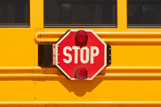 Yellow School Bus with Stop Arm Signal