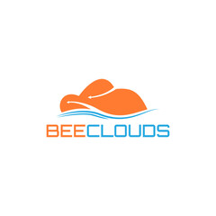 bee and cloud technology logo template