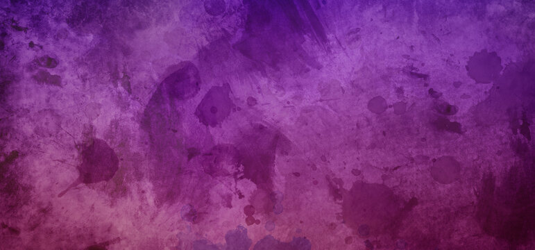 Purple watercolor background texture, violet purple and pink colors in old vintage grunge paint spatter drips and drops in textured distressed background