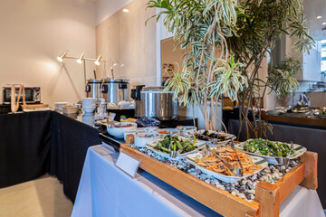 Close - up Japanese Breakfast Buffet Line