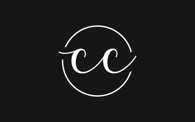 Fototapeta premium cc or c Cursive Letter Initial Logo Design, Vector Template