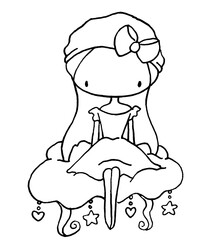 cartoon little girl drawing