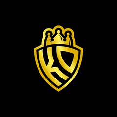 KD monogram logo with shield and crown style design template