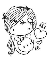 cartoon little girl drawing