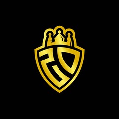ZD monogram logo with shield and crown style design template