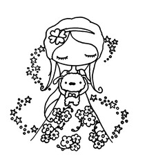 cartoon little girl drawing