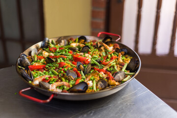 Paella with seafood