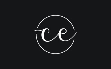 ce or ec Cursive Letter Initial Logo Design, Vector Template