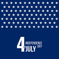4th July Independence Day, flat vector square poster or card