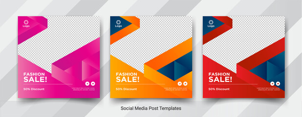  fashion sale social media post templates design	