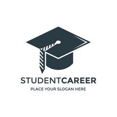 logo, student, hat, job, cap, vector, work, career, tie, education, school, business, academy, recruit, graduation, academic, achievement, bachelor, ceremony, choice, collage, college, concept, degree