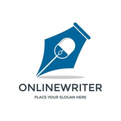Online writer vector logo template. This design use mouse symbol. Suitable for author or freelancer.