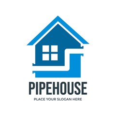 Pipe house vector logo template. This design use home symbol. Suitable for industrial.